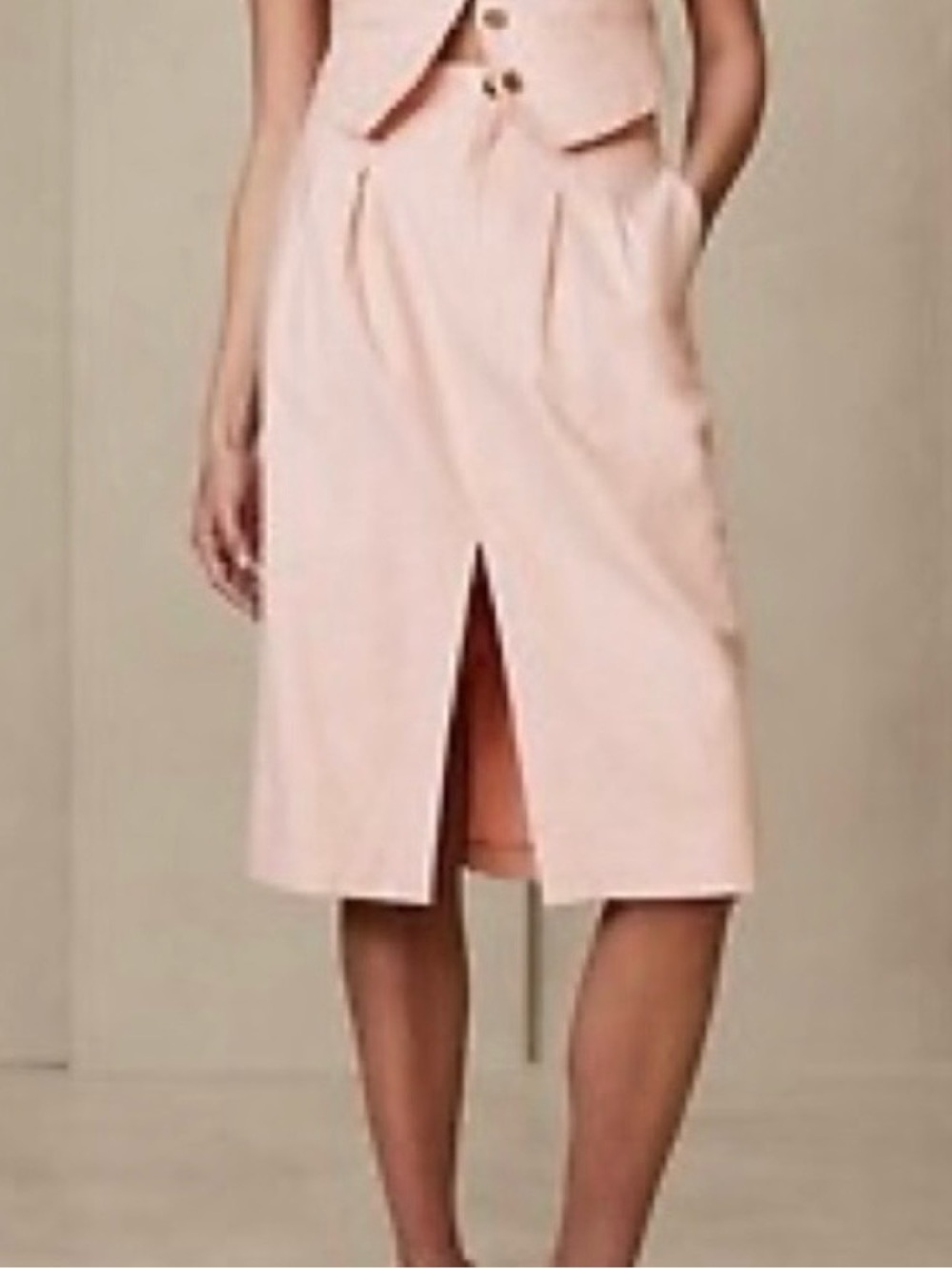 Banana Republic Linen Blend Light Blush Herringbone skirt
